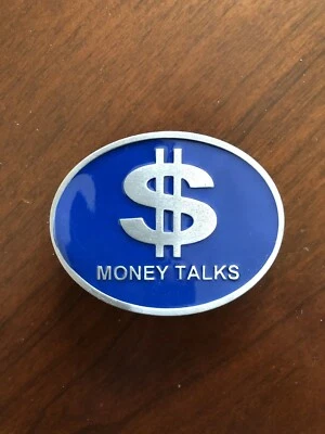 Money Talks Moneda Dólar Signo Rico Divertido Metal Azul Unisex Hombre’s Hebilla de Cinturón Foto 1 de 2