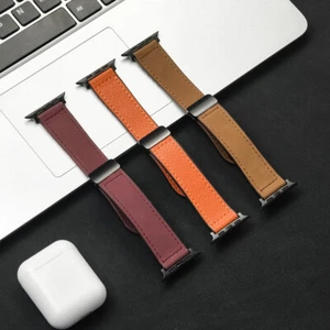 Soft Leather +Silicone Strap for Apple Watch 10 9 8 7 6 SE 44/45/46/49mm Ultra 2 - Picture 1 of 26