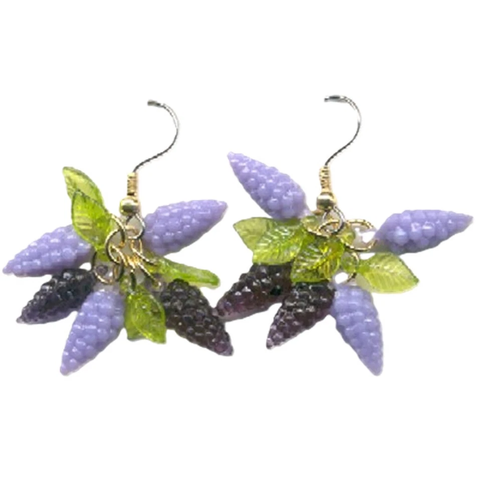 Funky виноград серьги винтажный бисер вино дегустация новинка весело еда подвески ювелирных изделий - Изображение 1 из 1