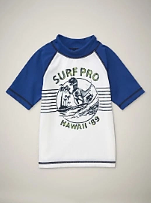 全新带标签 GAP 恐龙 恐龙 冲浪 夏威夷 Rashguard 游泳上衣 婴儿 男孩 12-18 个月 18-24 个月 — 第 1/1 张图片