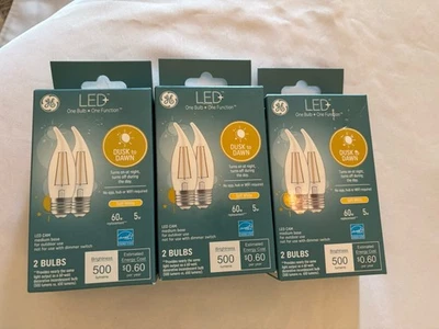 GE LED+ CA11 Dusk to Dawn LED Light Bulbs, Automatic On/Off Outdoor Security (3) - Image 1 of 4