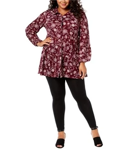 Style & Co. Womens Tiered Button Down Blouse, Purple, Plus Size, 0X - Picture 1 of 1