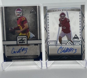 Lot of 2 Caleb Williams Auto Rookie RC 2022 Leaf Ultimate Draft /75 & Clear /25 - Picture 1 of 2