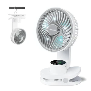 Battery Operated Camping Fan with Light, Rechargeable Clip on Fan with Hook &... - Picture 1 of 7