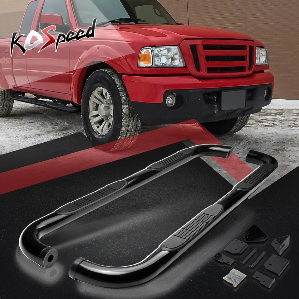 Barra de estribos de tubo redondo de 3" para Ford Ranger 98-11 cabina extendida/súper Foto 1 de 4