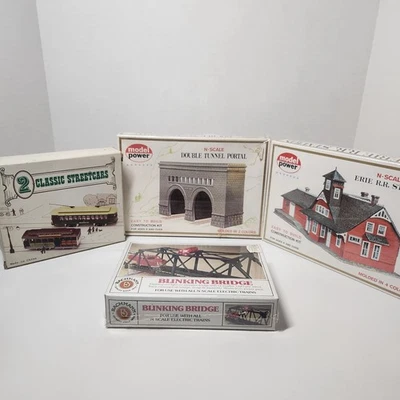 Vintage Railcar Accessories Buildings, Bridge, Trees, Switch New - Image 1 of 4