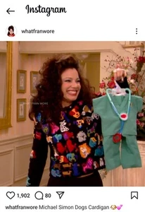Vintage Michael Simon New York FRAN DRESHER Worn on TV Dog Cardigan Sweater Sz S - Picture 1 of 14