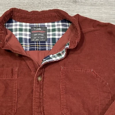 Camisa De Colección Union Bay Para Hombres L Roja Óxido Manga Larga Pana Abotonada Forrada a Cuadros Foto 1 de 4