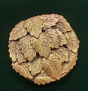 Antique Czech Brass Art Deco Cascading Leaves Collar Scarf Dress Clip Unsigned - Picture 1 of 3