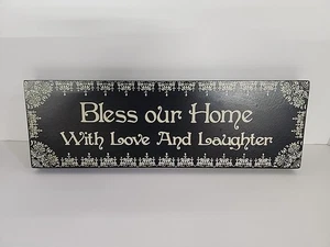 BENDICE NUESTRO HOGAR CON AMOR Y RISAS - LETRERO DE MADERA DECORACIÓN DEL HOGAR - Imagen 1 de 3