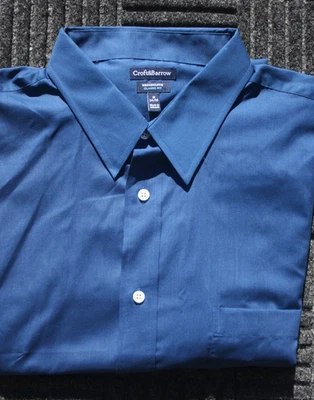 CAMISA DE VESTIR NUEVA/ETIQUETA-CROFT & BARROW BROADCLOTH CLÁSICA 18-34/35 AZUL OSCURO PARA HOMBRE Foto 1 de 4