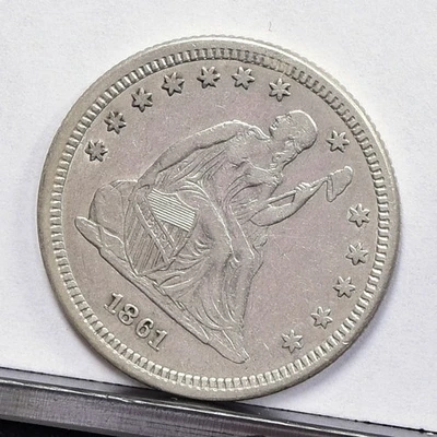 1861 Liberty Seated Quarter - AU Details, Cleaned (#60170-L) - Image 1 of 4