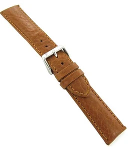 18mm Kreisler Chestnut Tan Genuine Safari Leather Padded Mens Band Regular - Picture 1 of 3