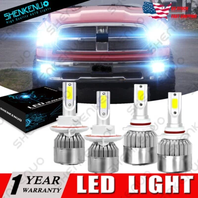 4X Faro LED 8000K + Lámpara antiniebla para Dodge Ram 1500 2500 3500 2006 2007 2008 2009 Foto 1 de 4