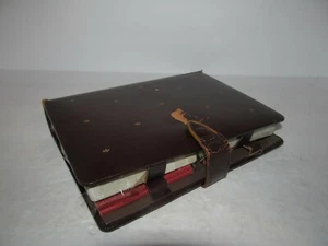 Vintage 1940's Rumpp Leather Playing Card Case Box 4 Decks Canasta w/Score Pads - Picture 1 of 11