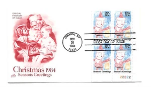 2108 Santa Christmas 1984 ArtCraft plate block FDC - Picture 1 of 1