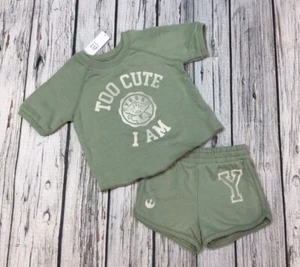 Conjunto de pantalones cortos verdes Baby Gap niños 18-24 meses bebé Yoda Star Wars. Nuevo con etiquetas - Imagen 1 de 4