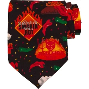 VTG RALPH MARLIN Mens Novelty Tie 3.65 Hot N Spicy 100% Silk Classic 90s Necktie - Picture 1 of 8