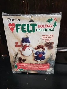 Bucilla Heart Felt Holiday Creations Kit 83585 Snowman & Angel 2 Ornaments 4" VT - Picture 1 of 9