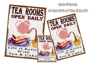 Vintage Tea Rooms Sign Retro Vintage Style Metal Tea Room, Café, Tea Bar Sign - Picture 1 of 1