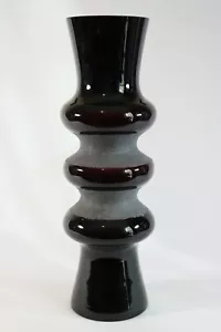 Amethyst Art Glass VASE 14" Tall Heavy Purple Black POLAND Krosno? STUNNING! - Bild 1 von 7