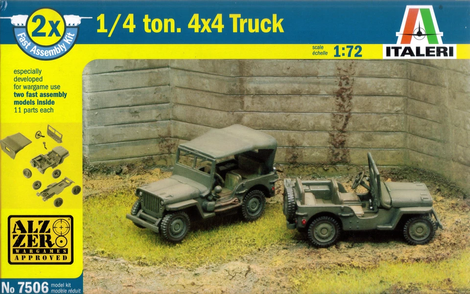 Italeri 1/72 (20mm) Willys Jeep (2 X Veloce Assemblaggio) - Immagine 1 di 1