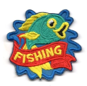 ANGELN Aufbügeln Aufnäher Bass Fisch Sport See Ozean Fischer  - Bild 1 von 1