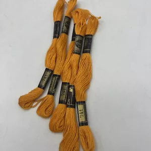 5 Skeins Paris DMC 741 Cotton Orange 6 Strand Embroidery Thread Floss - Picture 1 of 4