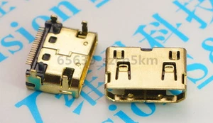 10PCS 19P Mini HDMI Socket Gold Plated 90° SMT Panel Fix Female Pin Connector - Picture 1 of 1