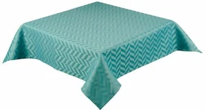 TAPA DE MESA AZUL AZULADO 36" SATÉN CUADRADO EASYCARE CHEVRON ESTAMPADO £6.49 - Imagen 1 de 1