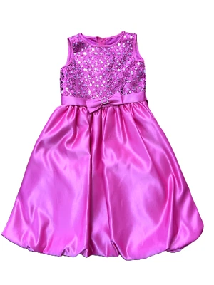 BLOSSOM Made in USA Girl's Fuchsia Sequined Bubble Dress - Image 1 of 4