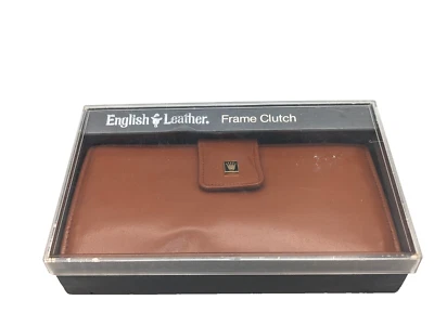 Cartera sin asas vintage Aristócrata de cuero inglés con marco de cuero marrón con CAJA Foto 1 de 4