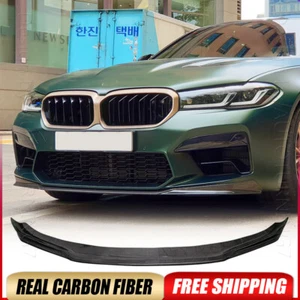 For BMW 5 Series F90 M5 LCI 2021-2023 REAL CARBON Fiber Front Bumper Lip Spoiler - Imagen 1 de 15