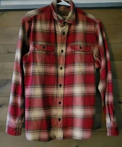 Orvis Hemdjacke Herren Medium rot kariert Baumwolle Knopfleiste schwer Outdoor - Bild 1 von 8