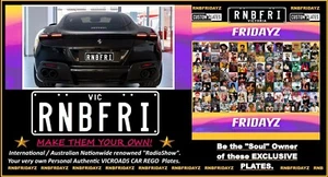 VicRoads "ONE OFF" Personalised Custom Plates - "RNBFRI" NUMBER PLATES "RNBFRI" - Picture 1 of 5