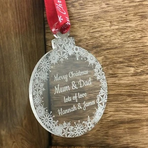 Personalisierte Familie Christbaumschmuck Kugel Gravur Eltern Geschenk - Bild 1 von 6