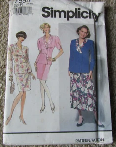 1991 Simplicity Pattern 7564 Misses' 2 Piece Dress Sz 14-16 Uncut - Picture 1 of 5