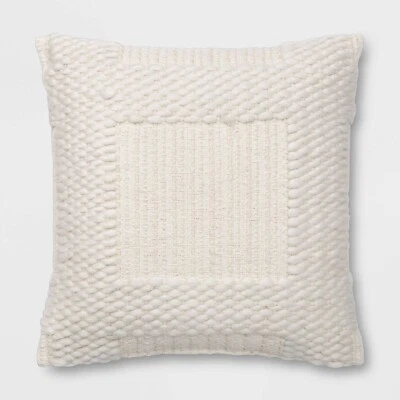 NWT Threshold Toss Pillow 18 X 18  Off White Textured Wool Target Discontinued - Image 1 of 3