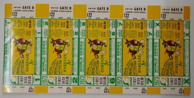 1973 WORLD SERIES GAME 1- 7 ATHLETICS VS METS TICKET UNUSED A'S HOME SHEET RARE - Image 1 of 4