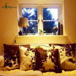 Nuevo 100% Cuero de Vaca Peludo Vaca Piel Piel Almohadas Cubiertas de Cojín Decoración 40x40cm - Imagen 1 de 12