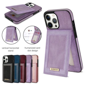 For iPhone 16e/15/14/13/12/11 SE 8 Slim Leather Case Flip Card Holder Back Cover - Picture 1 of 32