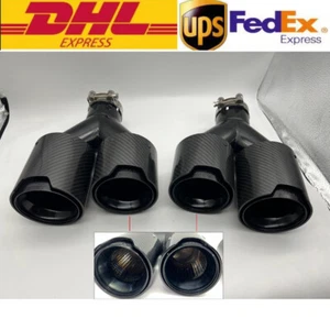 Tubo trasero doble para automóvil 63 mm en 101 mm puntas de escape de fibra de carbono real - Imagen 1 de 11
