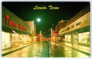 1966 Laredo Texas Street Night Scene Convent Avenue Postcard C102 - Picture 1 of 2