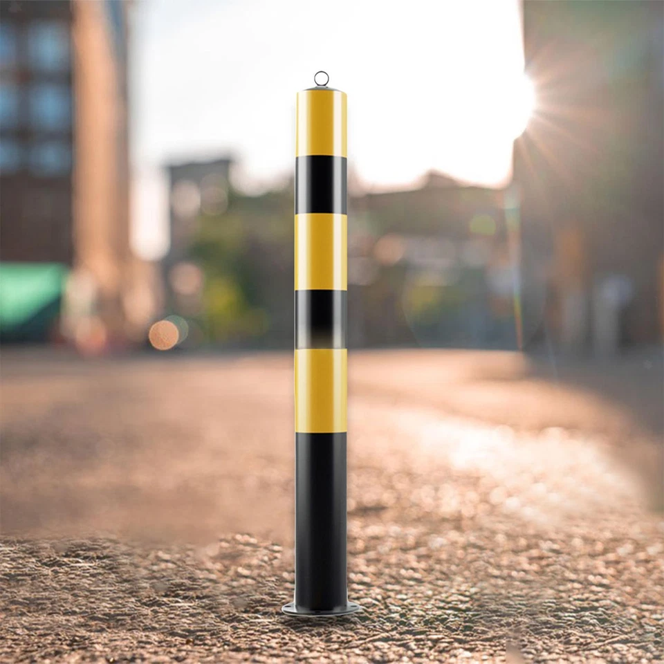 Bollard Post 30' H Metal Black and Yellow for Street lanes Sidewalks Parking - Image 1 of 1