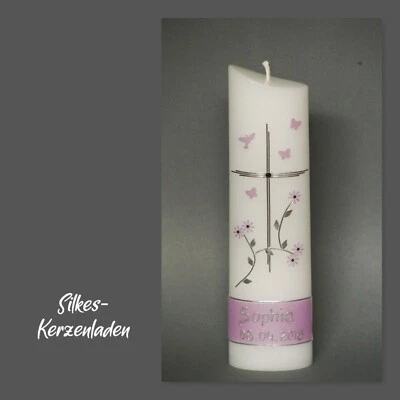 SILKES-KERZENLADEN besondere Taufkerze - inkl. Beschriftung !! 21x6x3,5 cm , oval