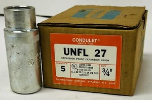 UNIÓN DE EXPANSIÓN EATON CROUSE-HINDS UNFL27 UNF, RÍGIDA/IMC HEMBRA ¡3/4"! 5CT. ¡CAJA! - Imagen 1 de 11
