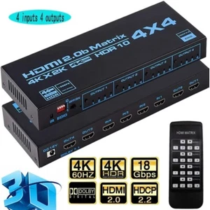 HDMI Matrix Switch 4x4, 4K HDMI Matrix Switcher Splitter 4 In 4 Out Box EDID - Afbeelding 1 van 12