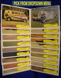 1970's Fleer Kustom Cars George Barris Sticker/Card  U-PICK-1