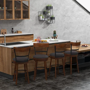 Set of 4 25.5" Swivel Bar Stools Upholstered Counter Height Dining Chairs - Picture 1 of 8