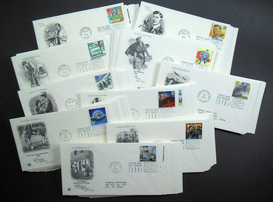 1998 CTC Celebrate the Century Sc 3182-3191 FDCs set 150 different PCS cachets - Image 1 of 4